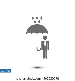a man with an umbrella in the rain icon, vector best flat icon, EPS