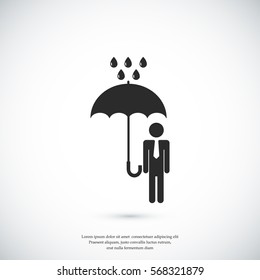 a man with an umbrella in the rain icon, vector best flat icon, EPS