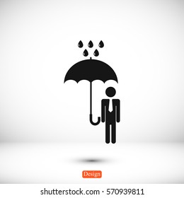 a man with an umbrella in the rain icon, vector best flat icon, EPS
