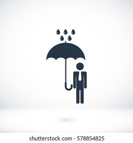 a man with an umbrella in the rain icon, vector best flat icon, EPS