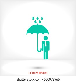 a man with an umbrella in the rain icon, vector best flat icon, EPS