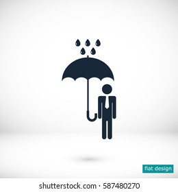 a man with an umbrella in the rain icon, vector best flat icon, EPS