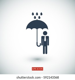 a man with an umbrella in the rain icon, vector best flat icon, EPS