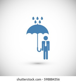 a man with an umbrella in the rain icon, vector best flat icon, EPS