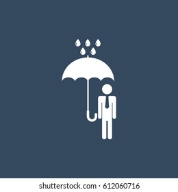 a man with an umbrella in the rain icon, vector best flat icon, EPS