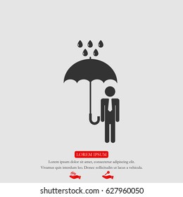 a man with an umbrella in the rain icon, vector best flat icon, EPS