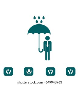 a man with an umbrella in the rain icon, vector best flat icon, EPS