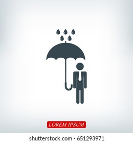 a man with an umbrella in the rain icon, vector best flat icon, EPS