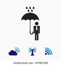 a man with an umbrella in the rain icon, vector best flat icon, EPS