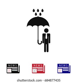 a man with an umbrella in the rain icon, vector best flat icon, EPS