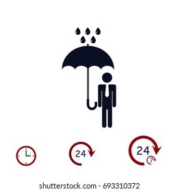 a man with an umbrella in the rain icon, vector best flat icon, EPS