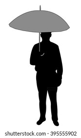 man with umbrella, silhouette vector