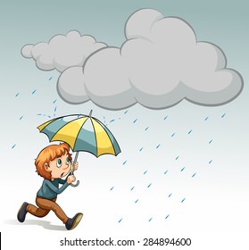 Man with umbrella under the rain