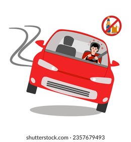 The man unable to speak or act in the usual way because of having had too much alcohol. He cannot control his car in the road and that it is illegal.