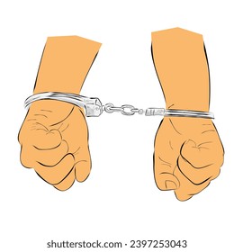 man under arrest, simple vector hand draw sketch doodle, illustration
