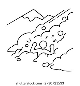 man under an avalanche vector line icon on a white background.
Vector line icon on a white background