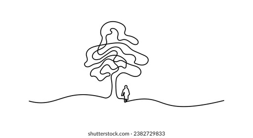 Línea editable de arte de línea continua en línea de árbol grande