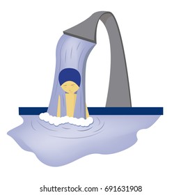 man under the biomarine Spa massage, cervical water jets. vector illustration