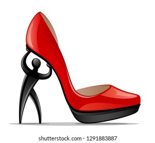 Man under the heel on a white background