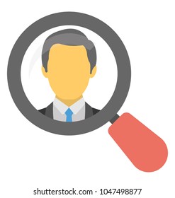 
A man under magnifier concept of talent hunt 
