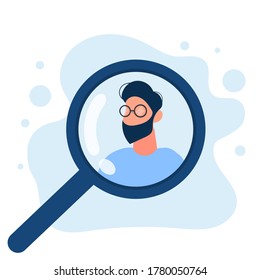 Man Under Magnifying Glass People Search Stock Vector (Royalty Free ...