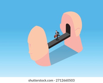 Hombre bajo medidor de rendimiento que muestra Ilustración vectorial isométrica 3d crítica a excelente