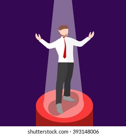 The man under the projector. Modern flat design concept for web banners, web sites, printed materials, infographics. Vector illustration isolated on white background