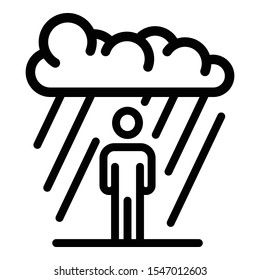 Man under rain icon. Outline man under rain vector icon for web design isolated on white background