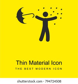 Man under rain loosing umbrella bright yellow material minimal icon or logo design