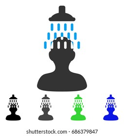 Man Under Shower flat vector pictogram. Colored man under shower gray, black, blue, green icon variants. Flat icon style for graphic design.