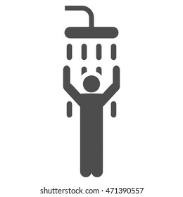 Man under Shower icon. Vector style is flat iconic symbol, gray color, white background.