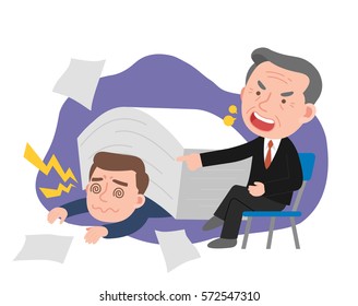 man under the stress of working and angry boss.