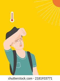 Ein Mann unter der Sonne und zu einem Hitzschlag werden.