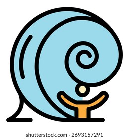 Man under tsunami wave icon. Outline man under tsunami wave vector icon color flat isolated