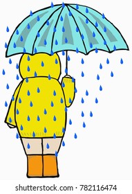 Man under the umbrella in the rain