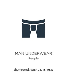 Un vector de icono de ropa interior. Icono de ropa interior de hombre plano de moda de la colección de personas aisladas en fondo blanco. La ilustración vectorial se puede utilizar para diseño gráfico web y móvil, logotipo, eps10