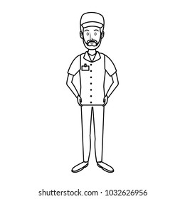 man in uniform of delivery worker standing