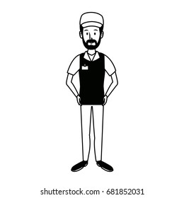 man in uniform of delivery worker standing