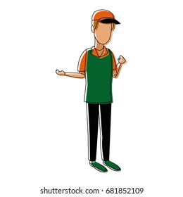 man in uniform of delivery worker standing