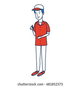 man in uniform of delivery worker standing