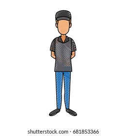 man in uniform of delivery worker standing