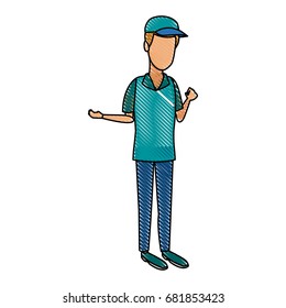 man in uniform of delivery worker standing