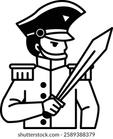 A man in a uniform holding a sword