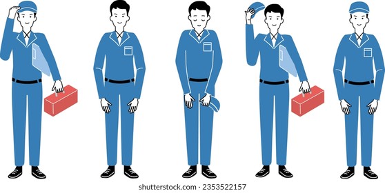 Man in uniform illustraitons set - plumber,Gas engineering,Automotive maintenance,working in factories,mechanic