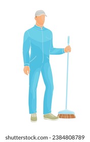 man in uniform with mop