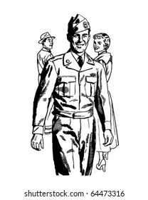 Man In Uniform - Retro Clipart Illustration