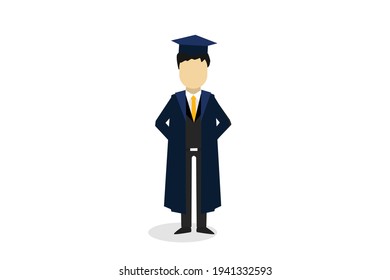 Man university students graduation vector concept cartoon.