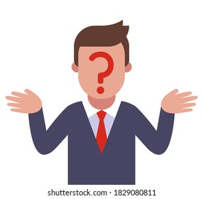 a man with an unknown appearance. hide the identity of a man. flat vector character illustration.