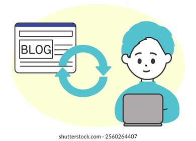 A man updating his blog