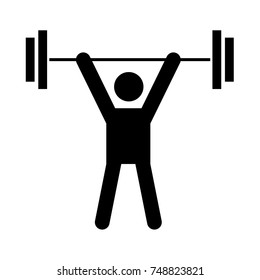 Man uping weight black icon .